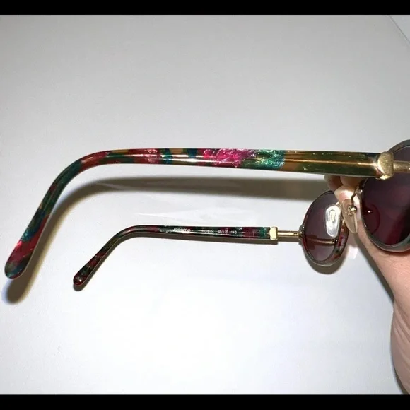 Vintage Jacomo Womens Italy Sunglasses Round Tortoise Teal Designer Gold Brass - Picture 8 of 10